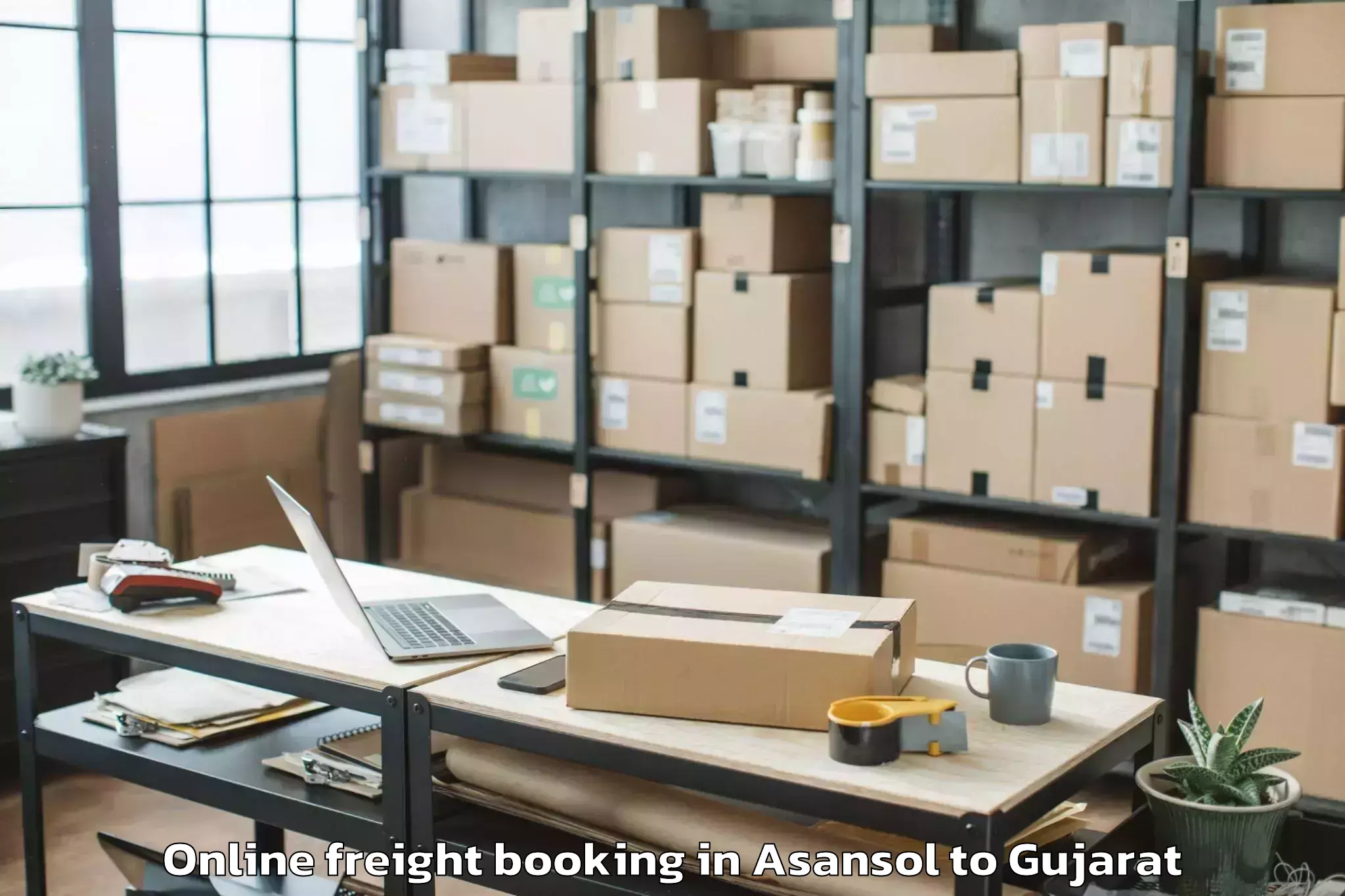 Easy Asansol to Khambhalia Online Freight Booking Booking